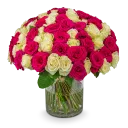 Bouquet of pink and white roses